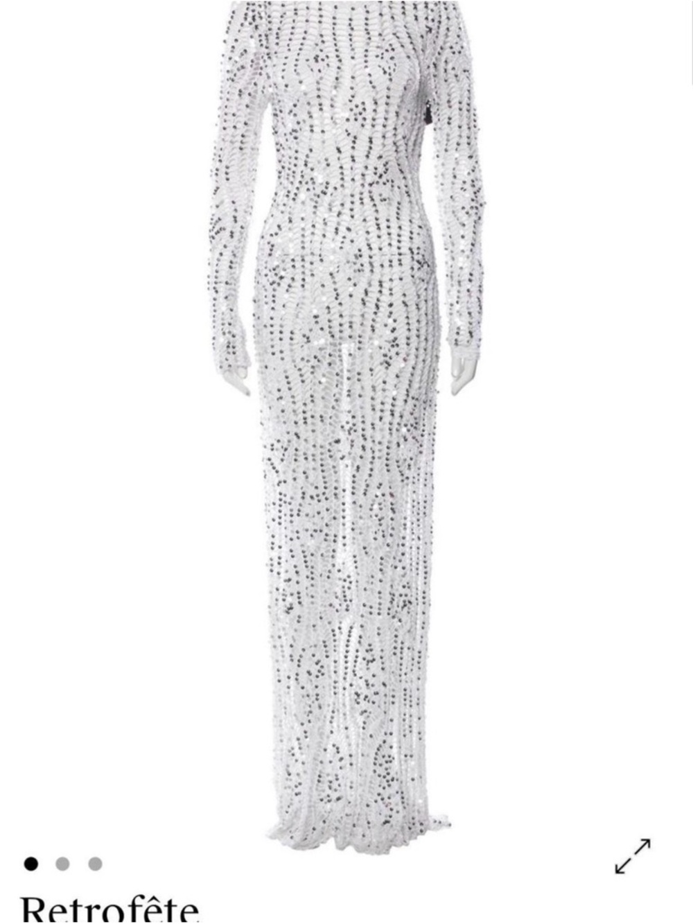Retrofete Sheer Crochet Maxi Dress in White - Picture 2 of 8